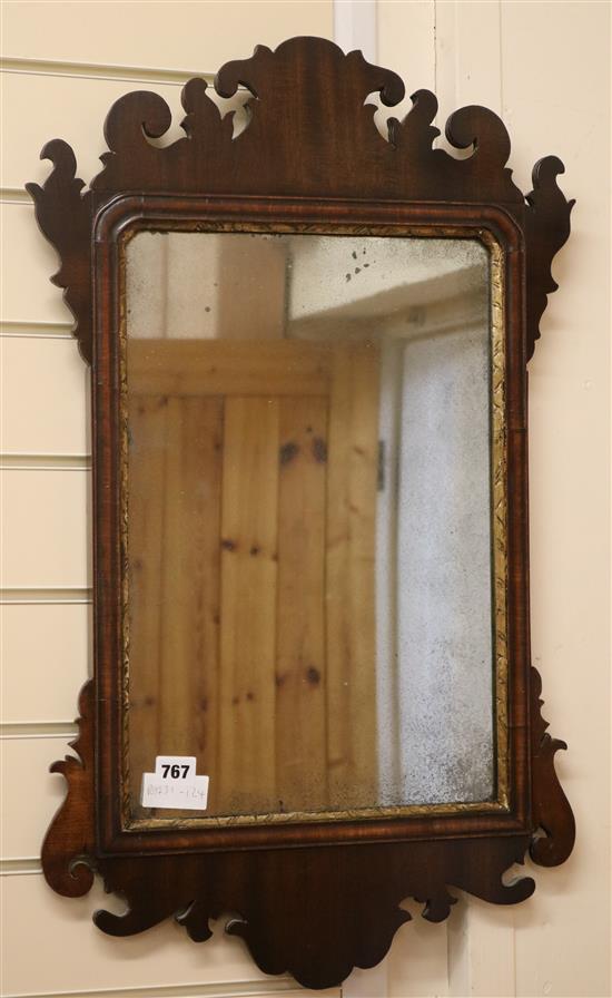 A Georgian style mahogany fret cut wall mirror H.73cm